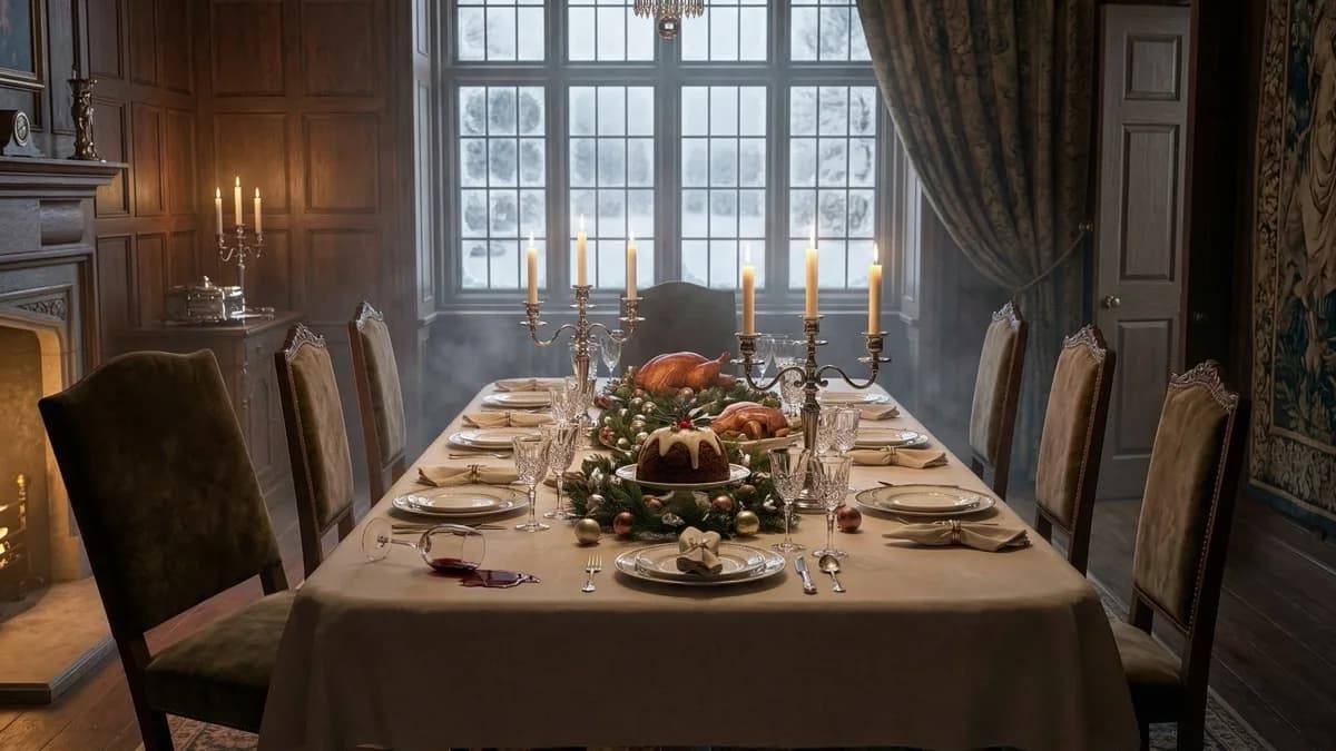 The Ravenscroft Christmas Mystery — Serious murder mystery dinner party game for 6 players