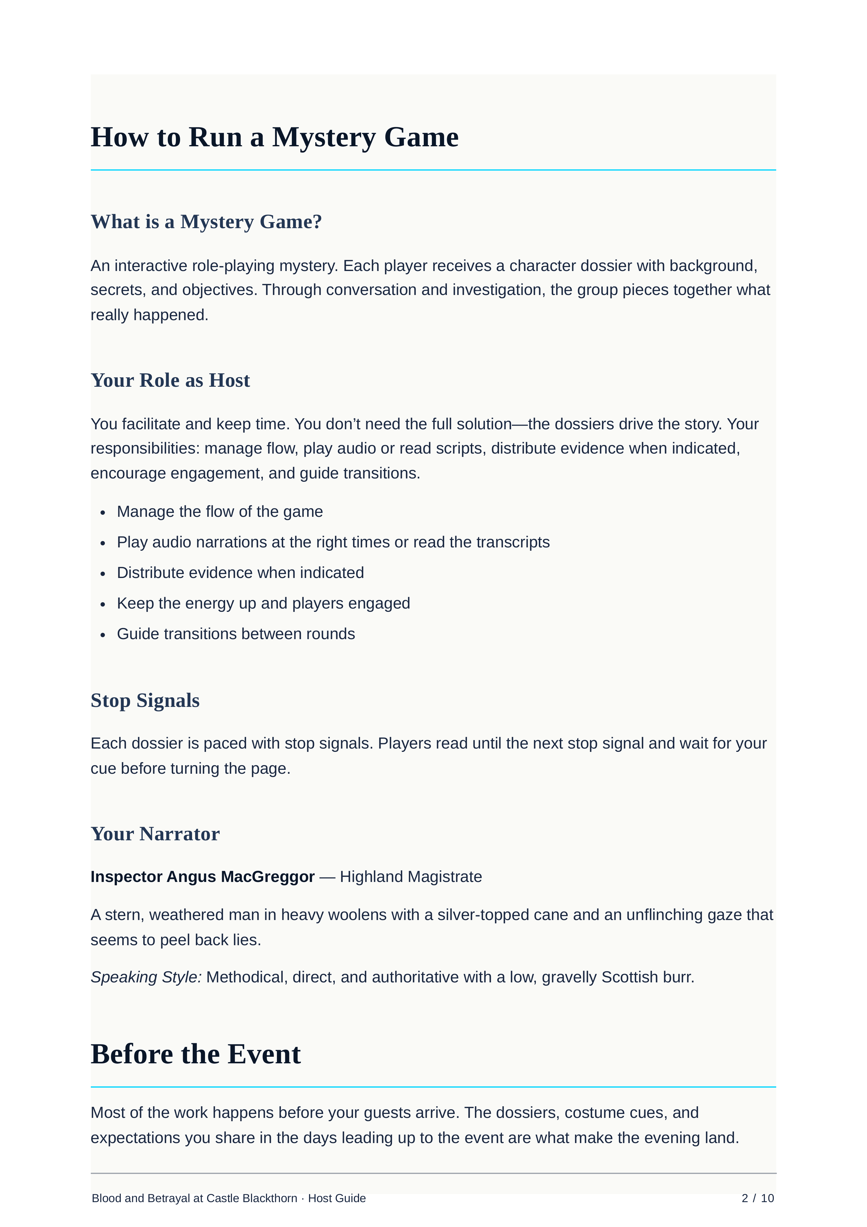 Host guide